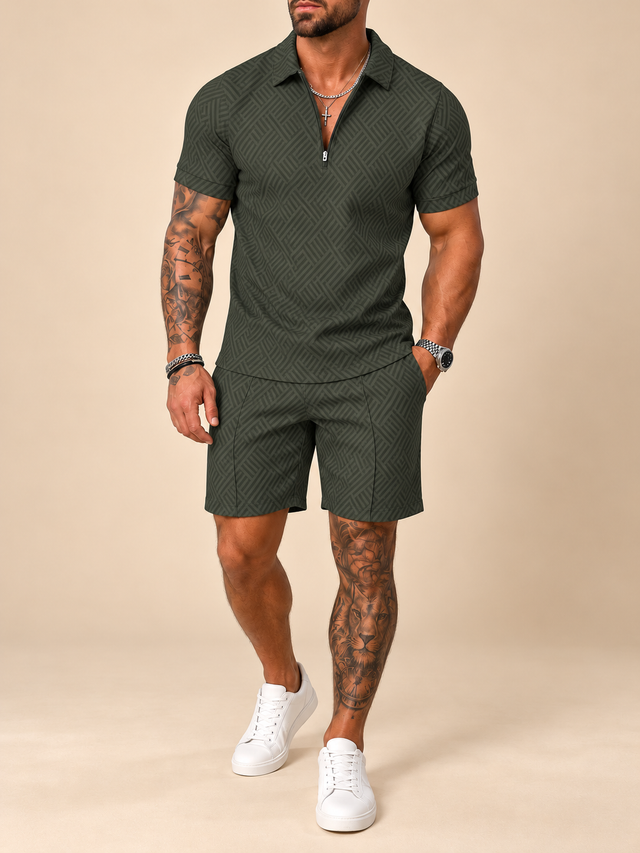 Leisure Green Polo Shirt And Shorts Co-Ord