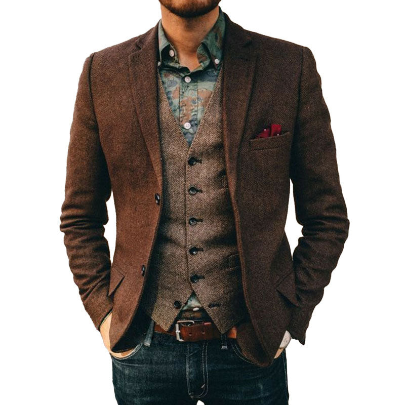 retro solid color 3 pocket casual blazer