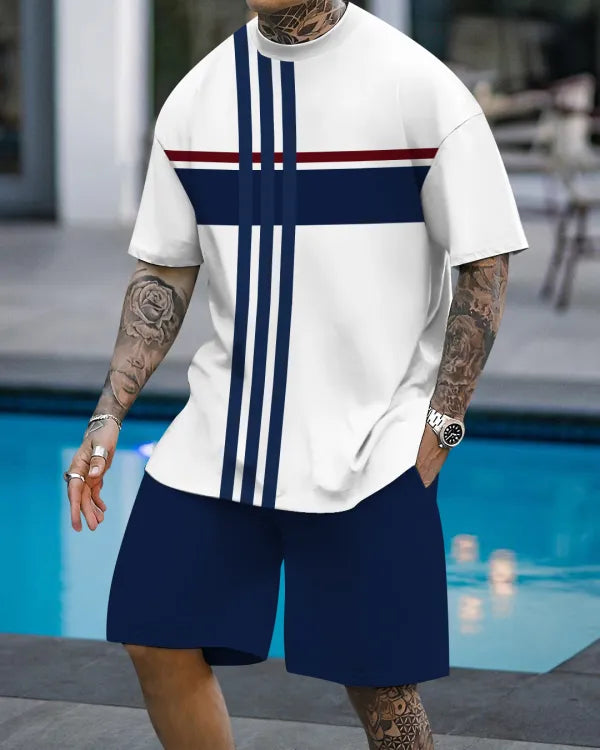 Short Sleeve Casual Two-piece Set - DUVAL
