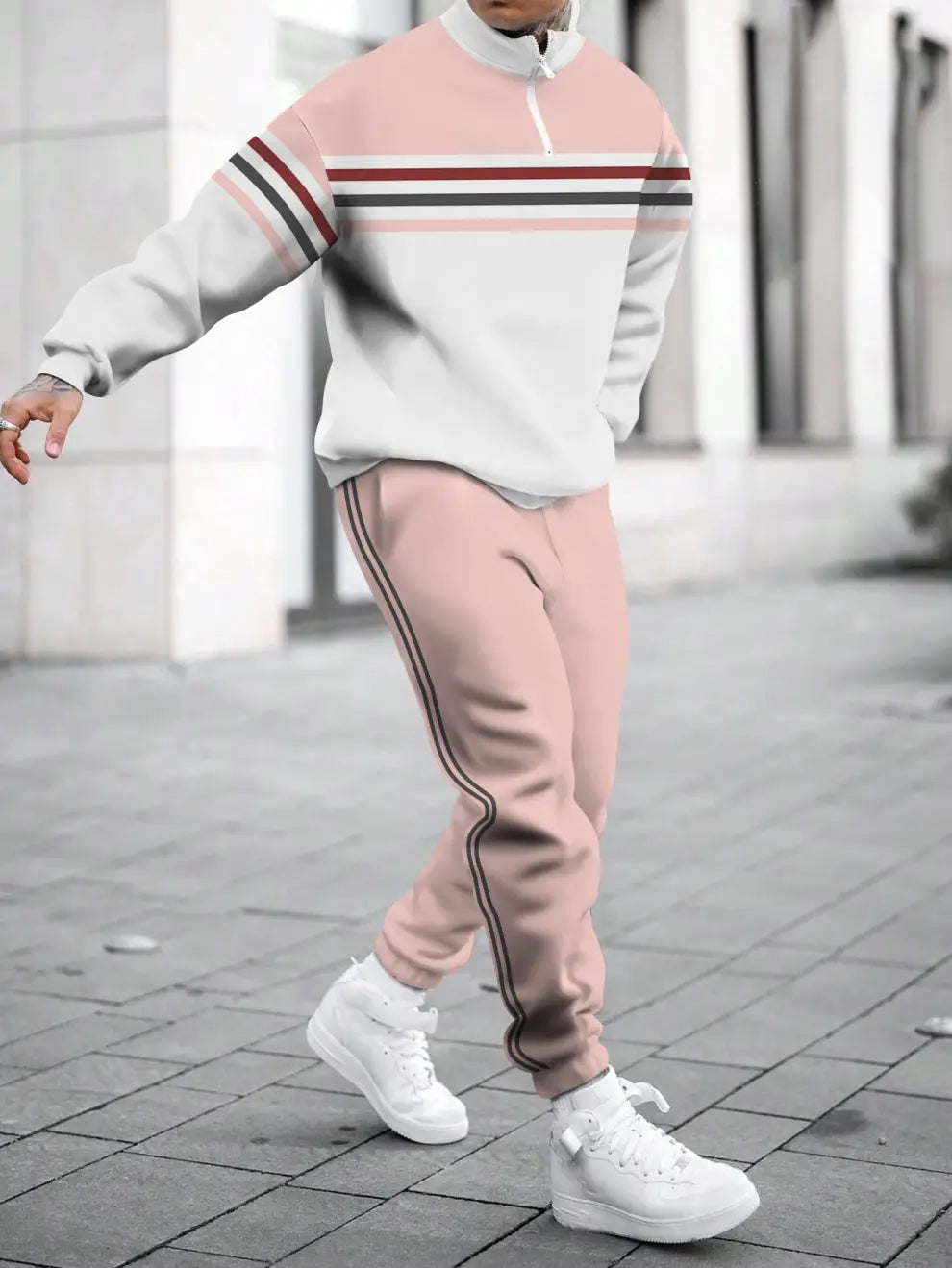 Relaxed Zipper Long Sleeve Two Piece Set - DUVAL
