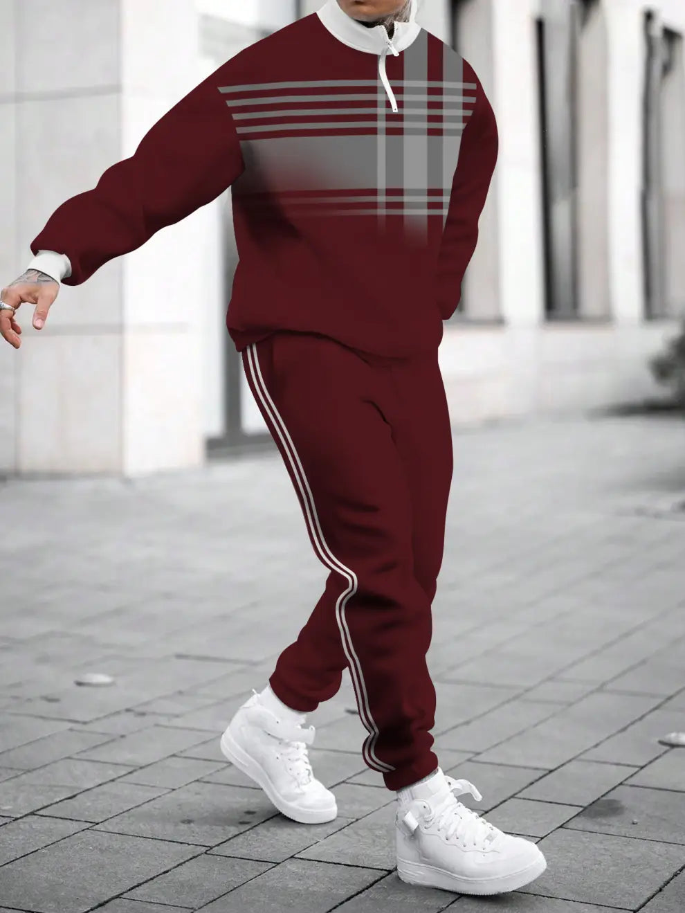 Relaxed Zipper Long Sleeve Two Piece Set - DUVAL