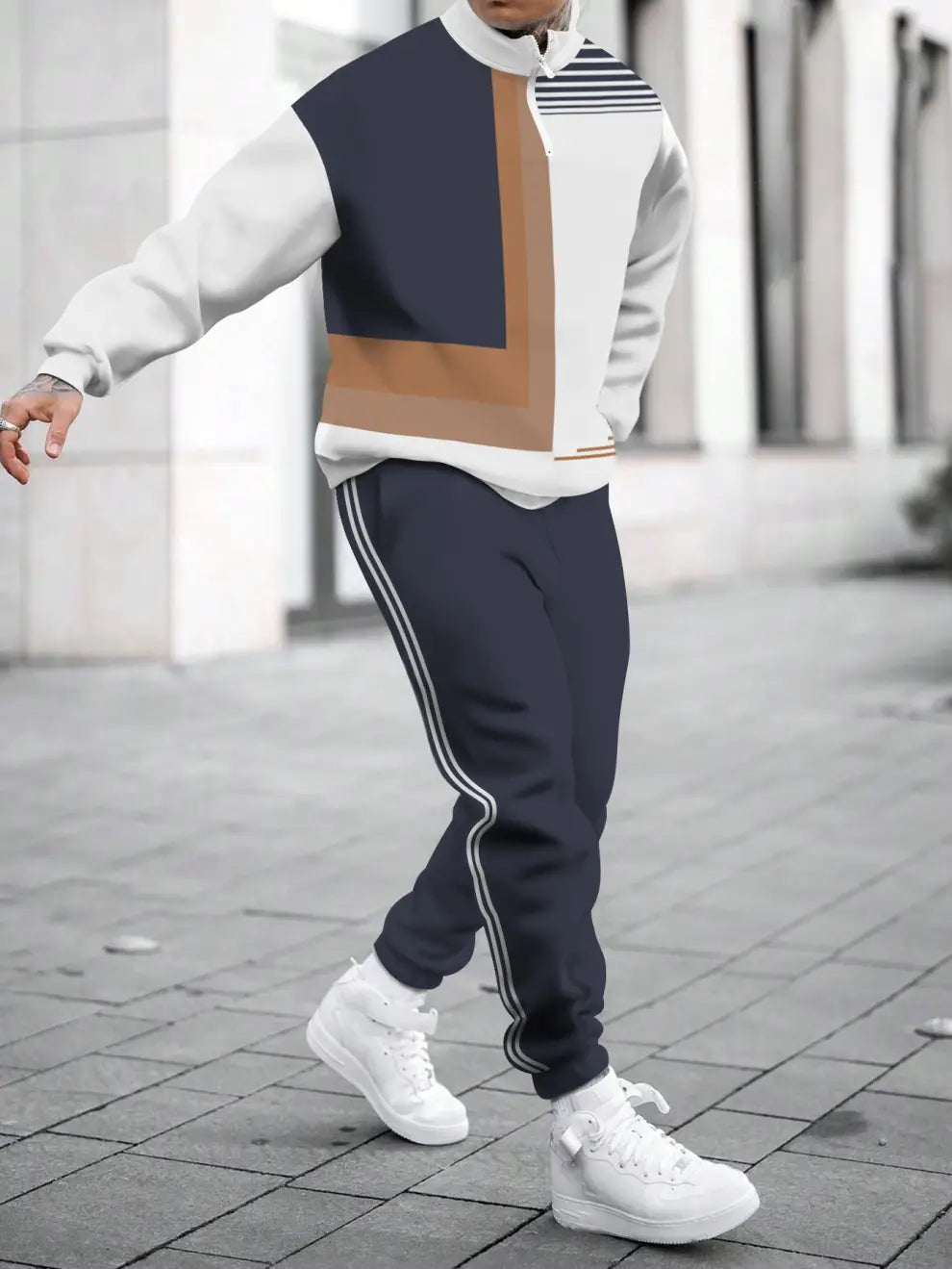 Relaxed Zipper Long Sleeve Two Piece Set