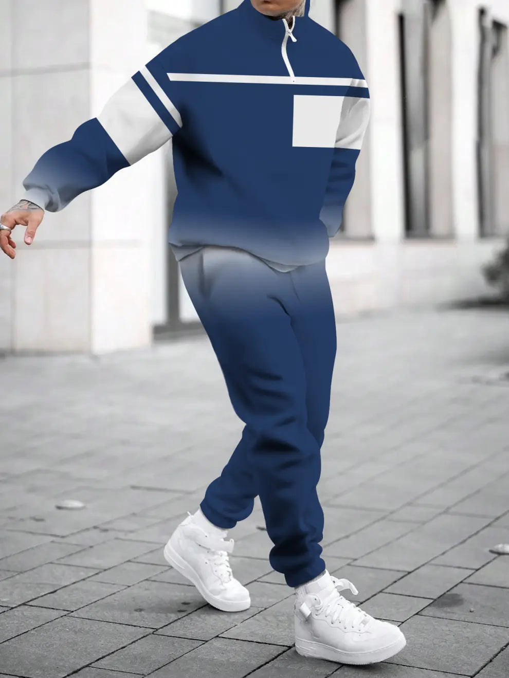 Relaxed Zipper Long Sleeve Two Piece Set - DUVAL