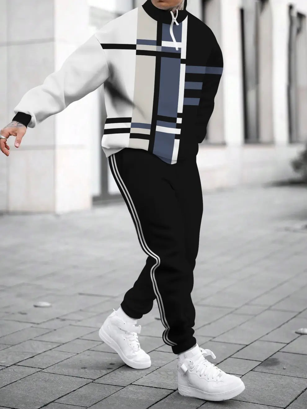 Relaxed Zipper Long Sleeve Two Piece Set - DUVAL