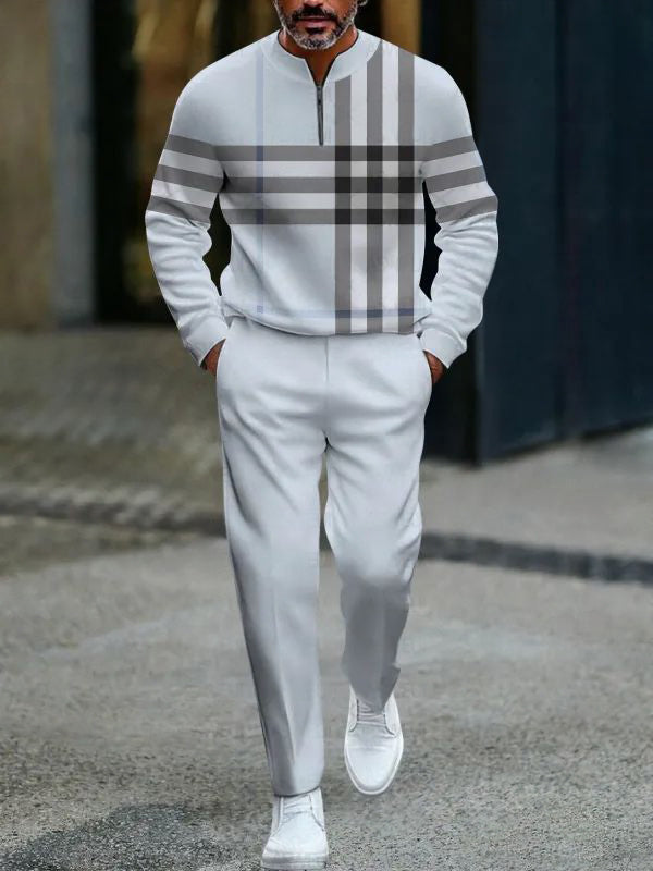 Zipper Long Sleeve Long Pants Two-Piece Set - DUVAL