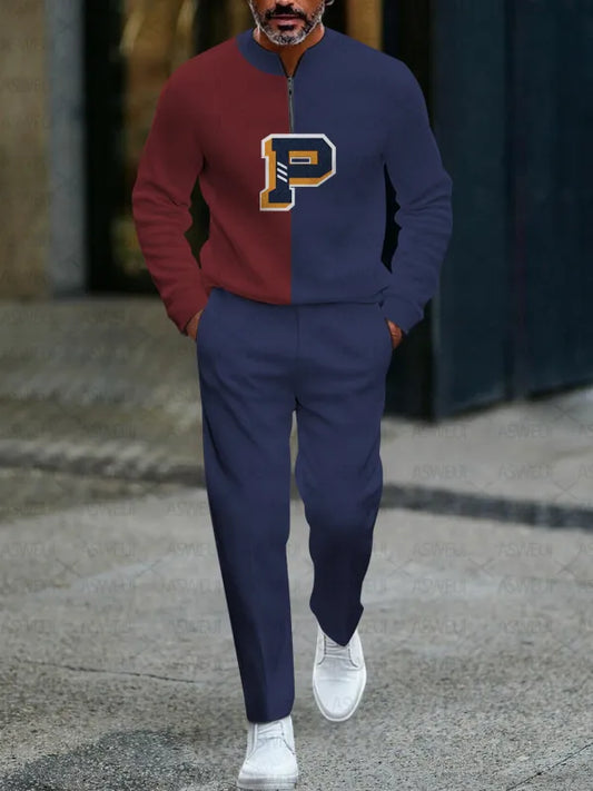 Long Sleeve Zipper Two-piece Set