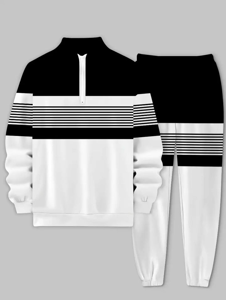 Relaxed Zipper Long Sleeve Two Piece Set - DUVAL