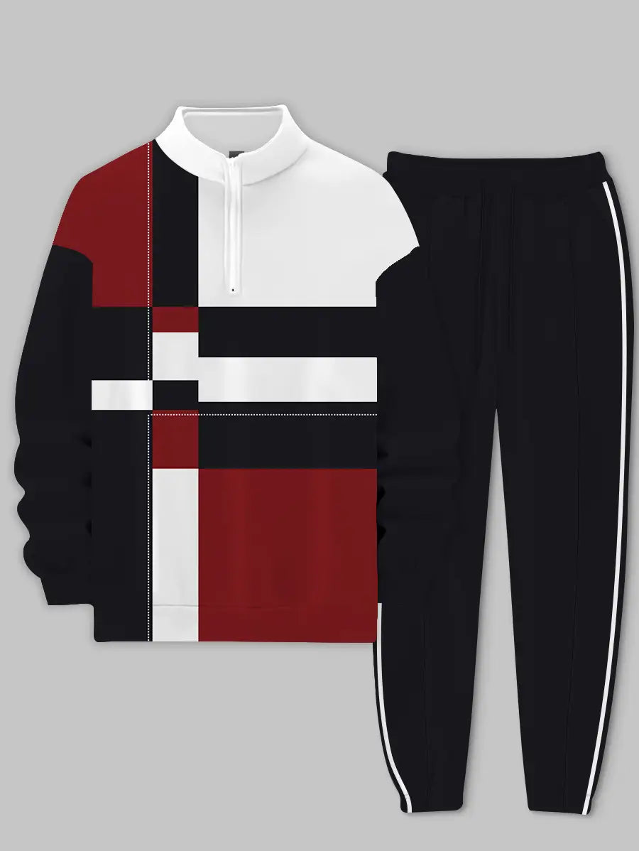 Relaxed Zipper Long Sleeve Two Piece Set - DUVAL