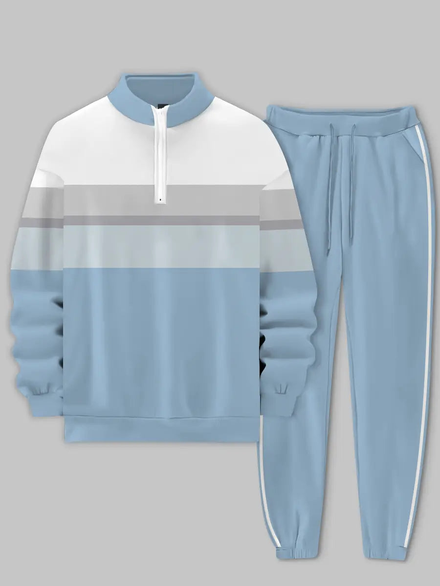 Relaxed Zipper Long Sleeve Two Piece Set - DUVAL