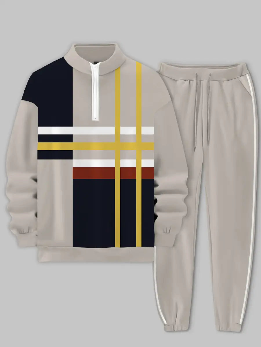 Relaxed Zipper Long Sleeve Two Piece Set - DUVAL