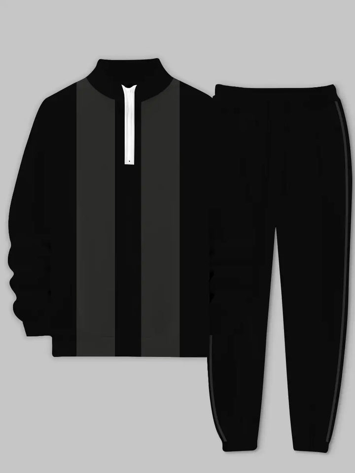 Relaxed Zipper Long Sleeve Two Piece Set - DUVAL