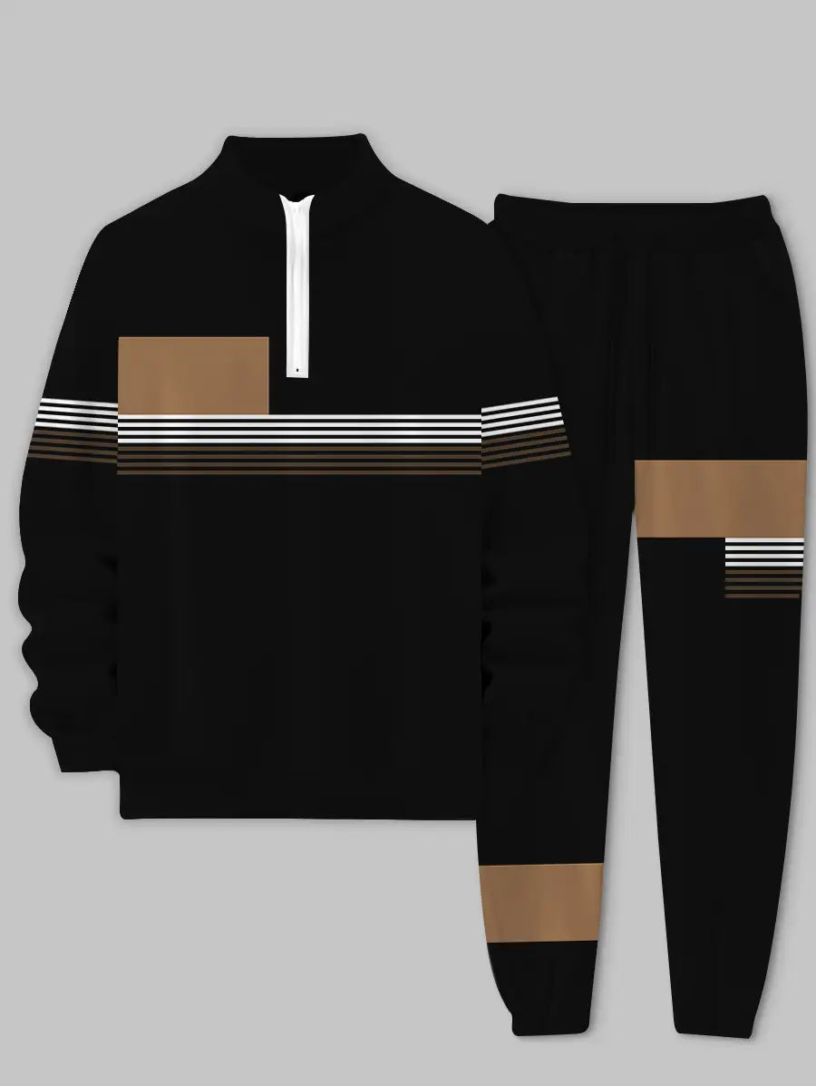 Relaxed Zipper Long Sleeve Two Piece Set - DUVAL