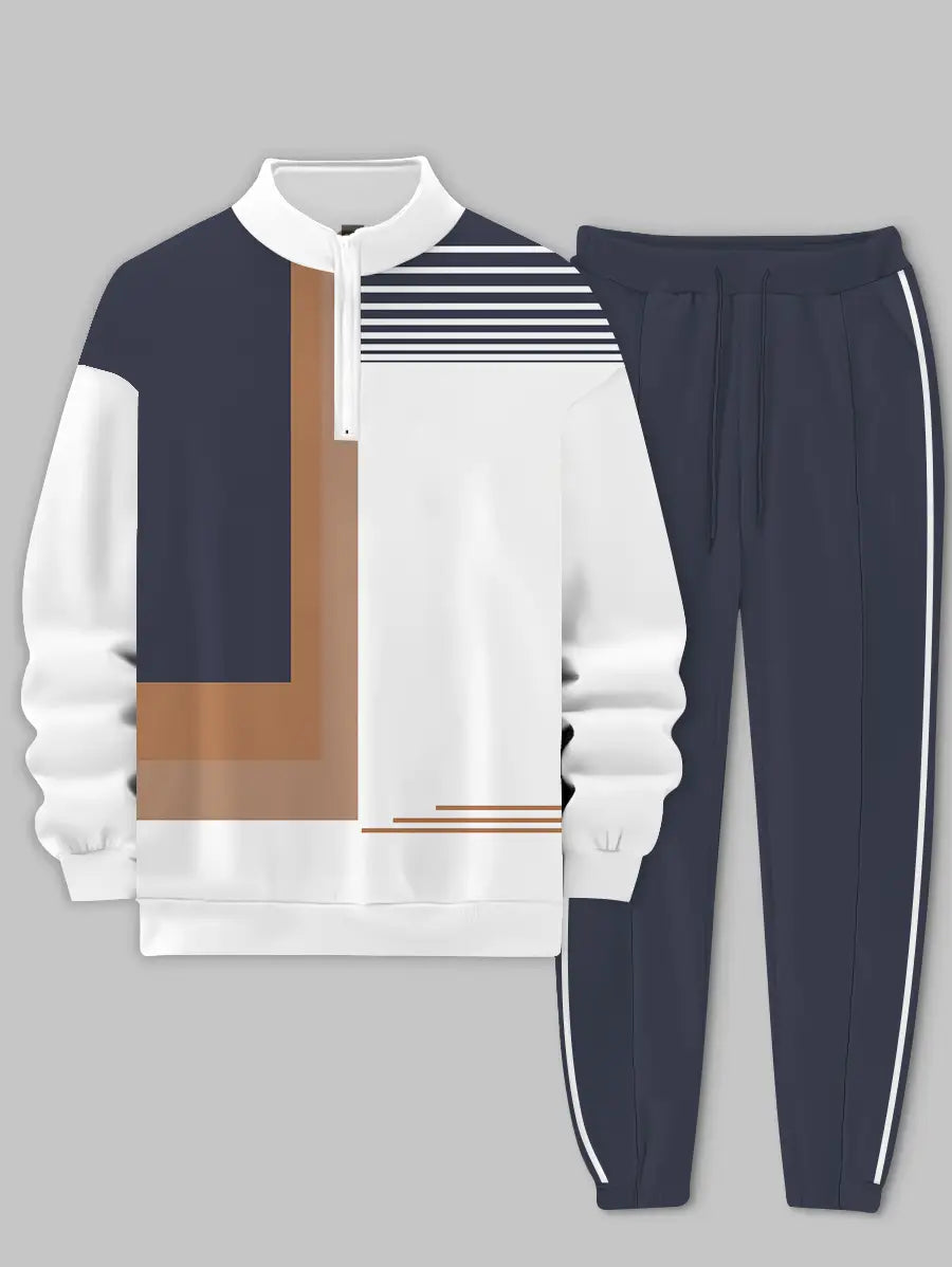 Relaxed Zipper Long Sleeve Two Piece Set - DUVAL