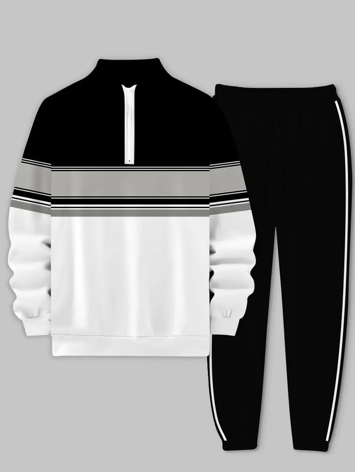 Relaxed Zipper Long Sleeve Two Piece Set - DUVAL
