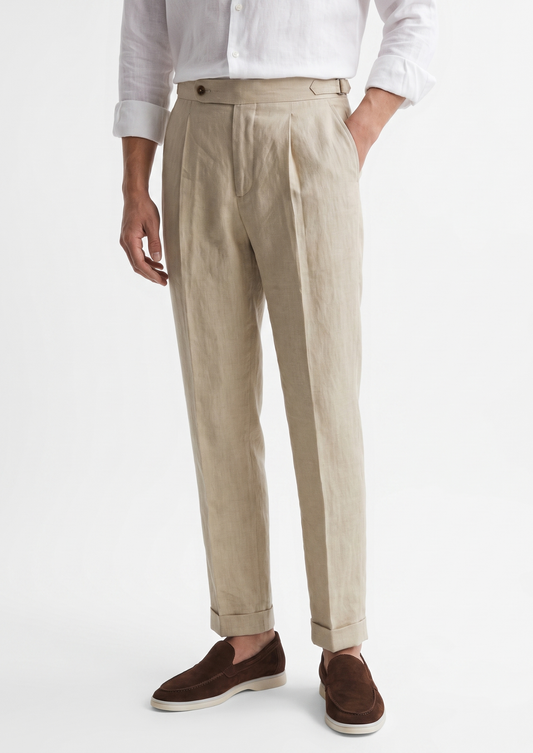 Tuscany Pleated Coastal Trousers - Sand