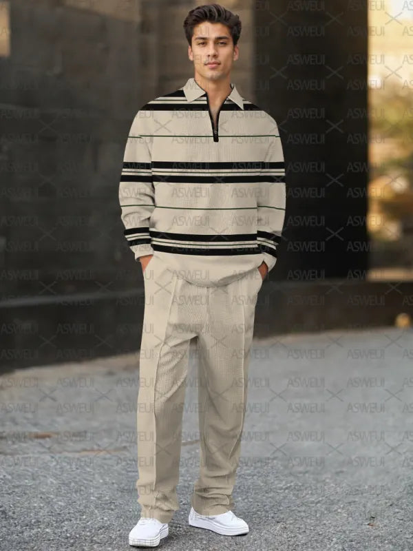 Long Sleeve Zipper Two-piece Set - DUVAL
