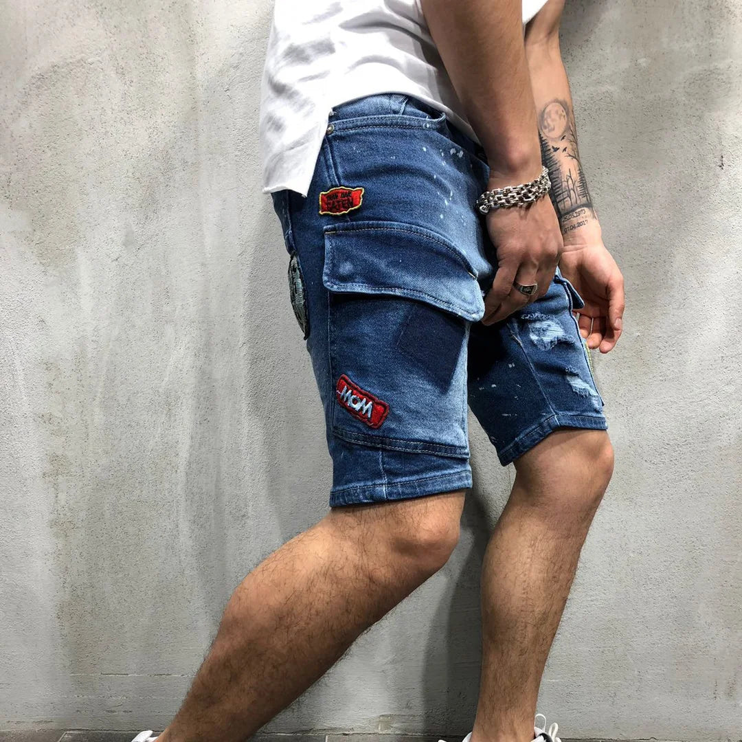 Men's Shorts Ripped Street Fashion Retro Jeans - DUVAL