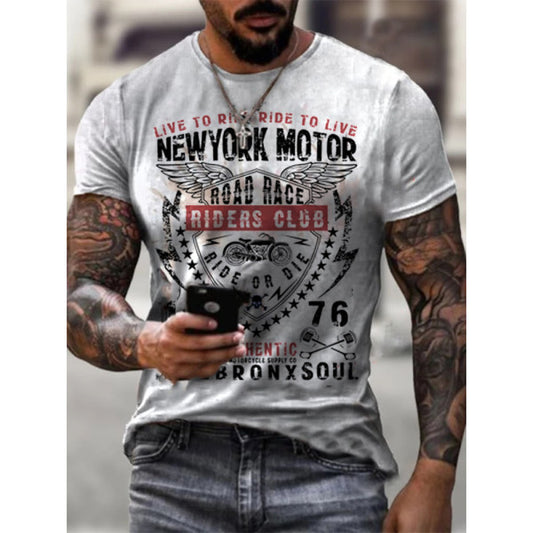 Men's Vintage New York Motorcycle Casual T-Shirt - DUVAL