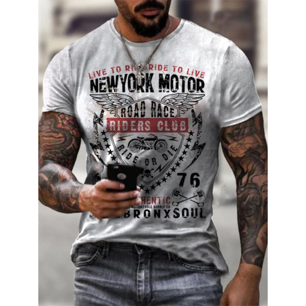 Men's Vintage New York Motorcycle Casual T-Shirt - DUVAL