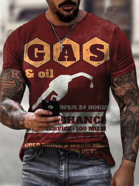 GAS Petrol Vintage Print Motorcycle T-Shirt - DUVAL