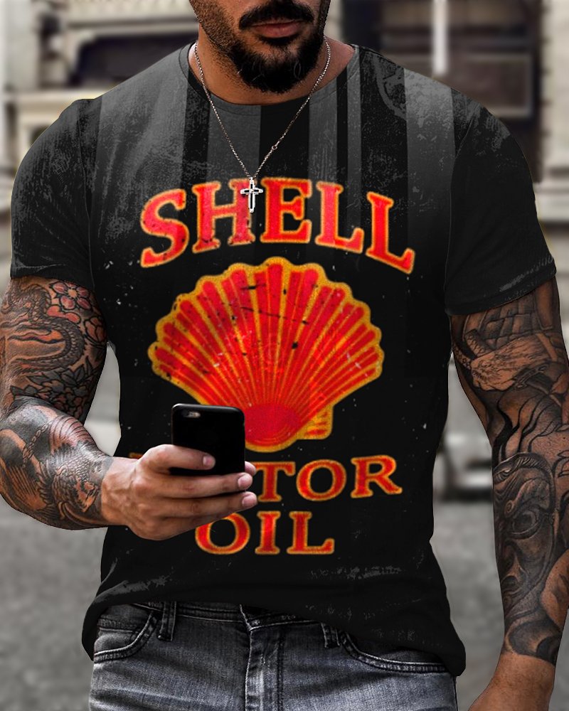 Men's Casual Retro Motorcycle Oil T-Shirt - DUVAL