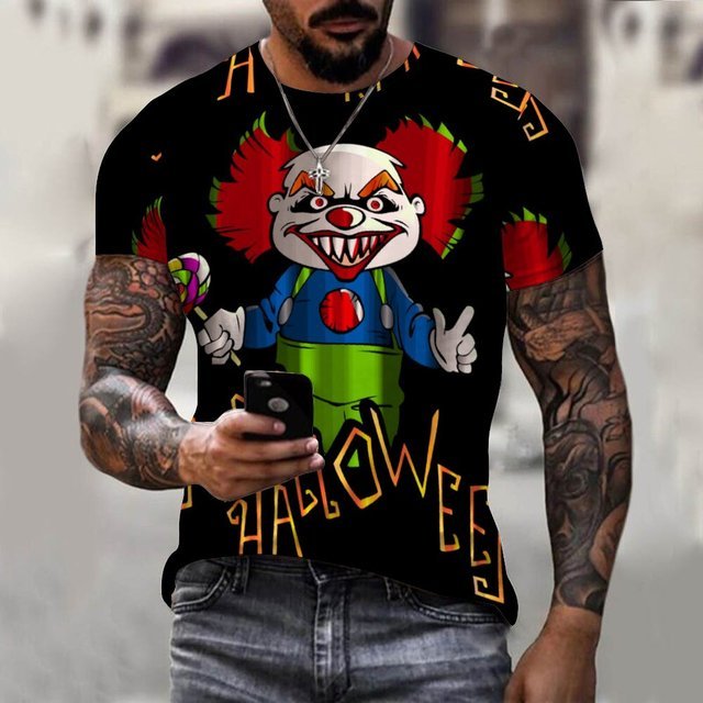 Men's Stylish Casual Halloween Short Sleeved T-Shirt - DUVAL