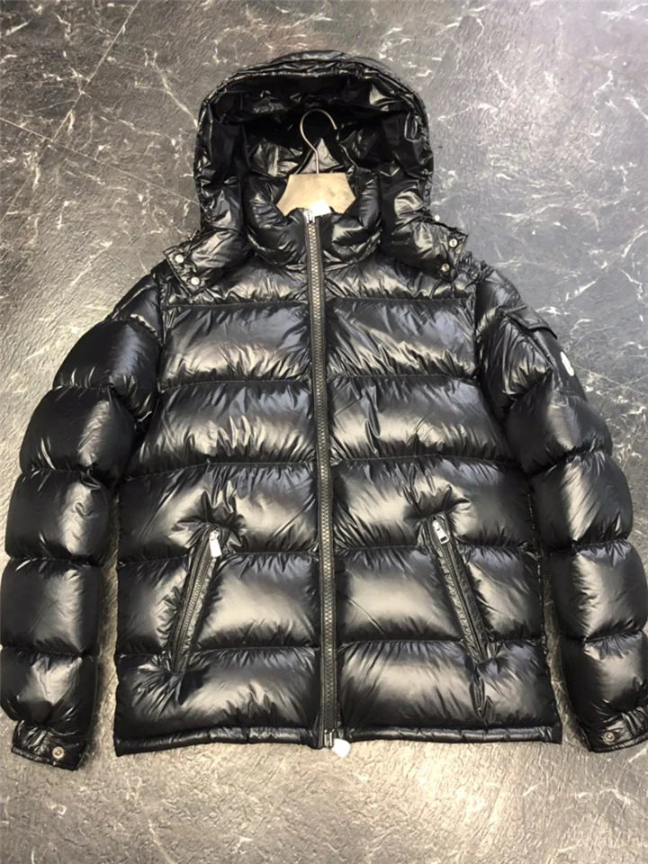 Men's Bubble Coat with Pockets Casual Simple Style Thermal Hooded Puffer Jacket