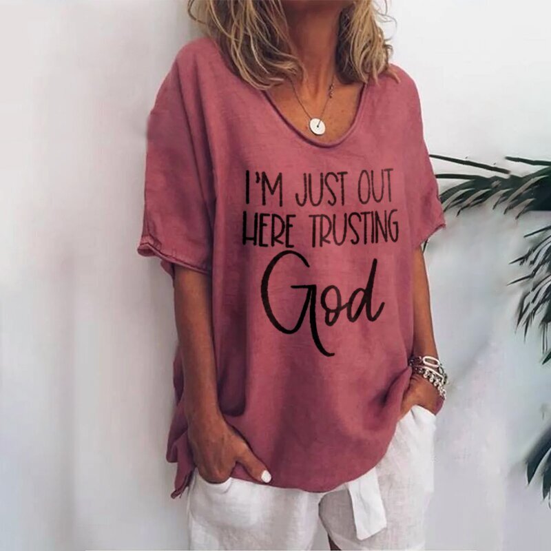 I'm Just Out Here Trusting God Graphic Tees - DUVAL