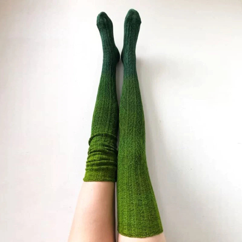 Fashion tie-dyed long thigh-high pile socks knit socks