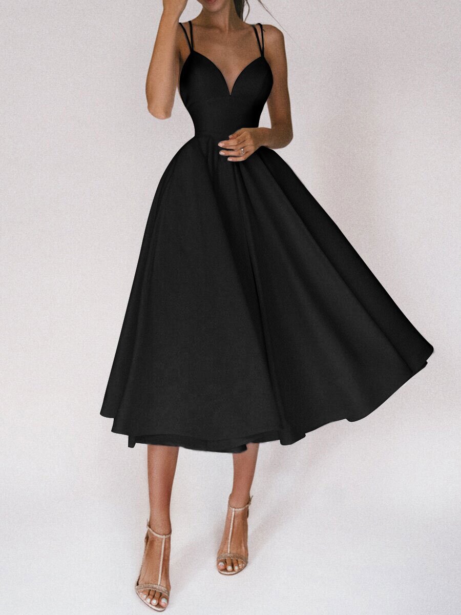 Elegant Strappy Swing Midi Dress