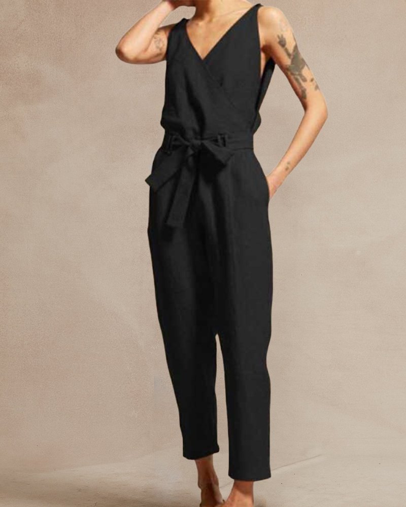 V-neck Sleeveless Jumpsuit - DUVAL