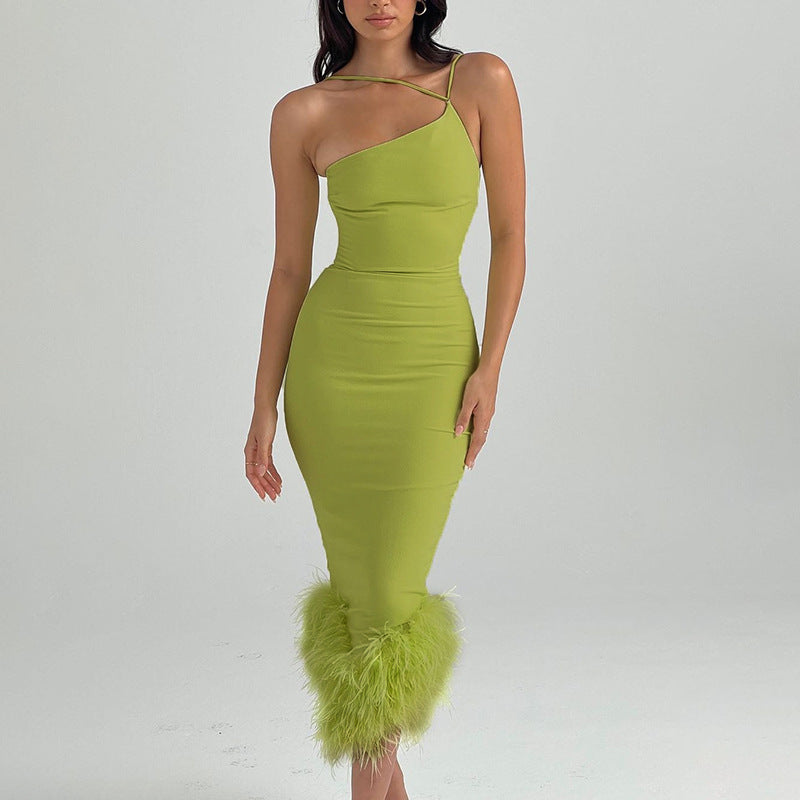 Elegant Slim Fringed Midi Dress