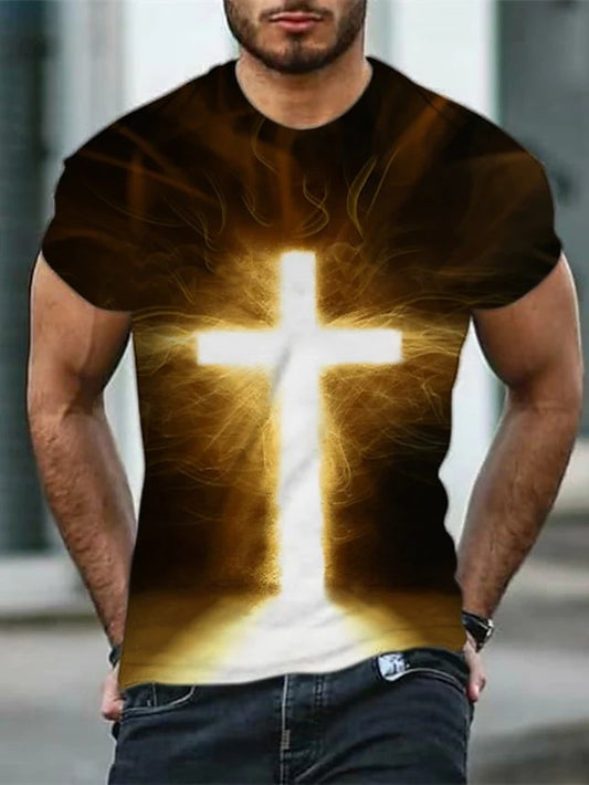 Men's T-Shirt 3D Print Short Sleeve Casual Tops - DUVAL