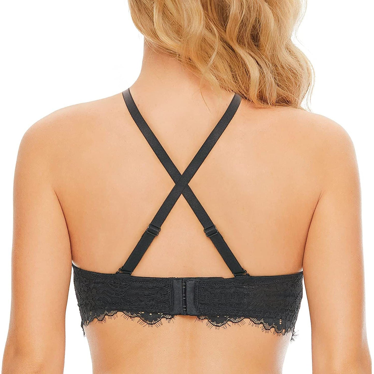 Women's Strapless Lace Bra Underwire Convertible Bra Plus Size Silicone-Free