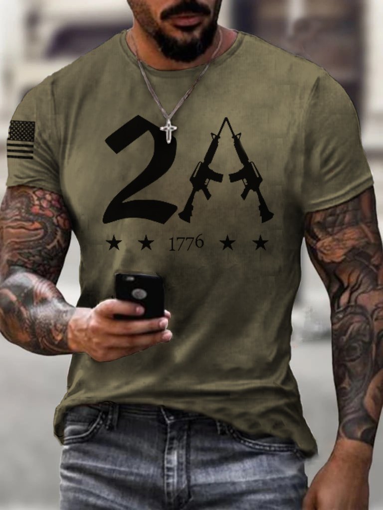 Men's 2A American Flag Art Print T-shirt - DUVAL