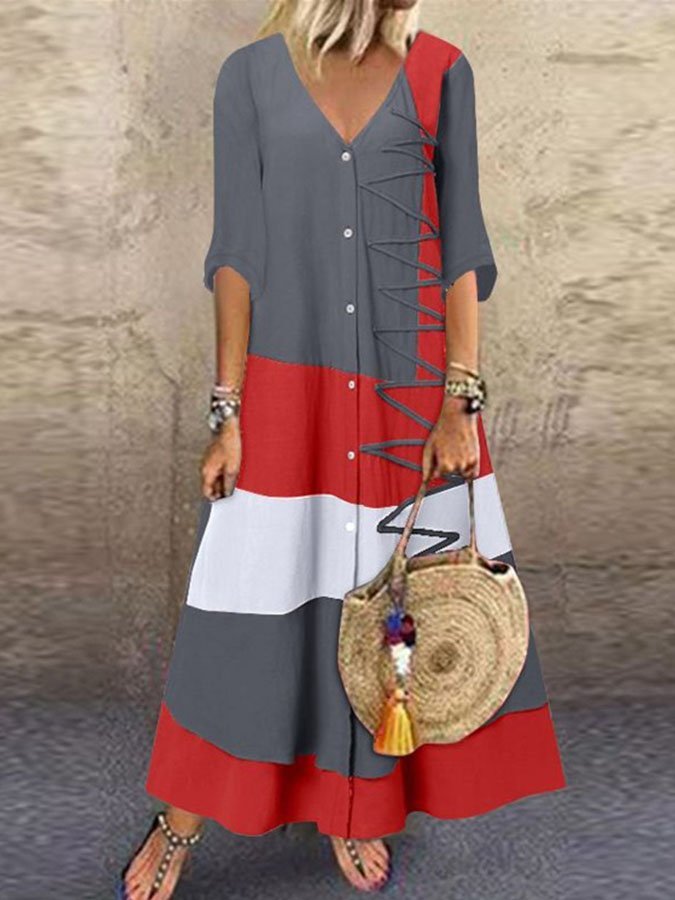 Casual V-Neck Dress - DUVAL