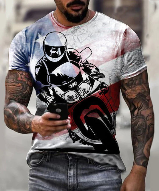 Men's Retro Motorcycle Casual T-Shirt - DUVAL