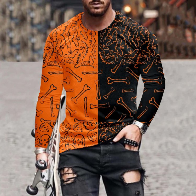 Men's Stylish Casual Halloween Long-Sleeved T-Shirt - DUVAL
