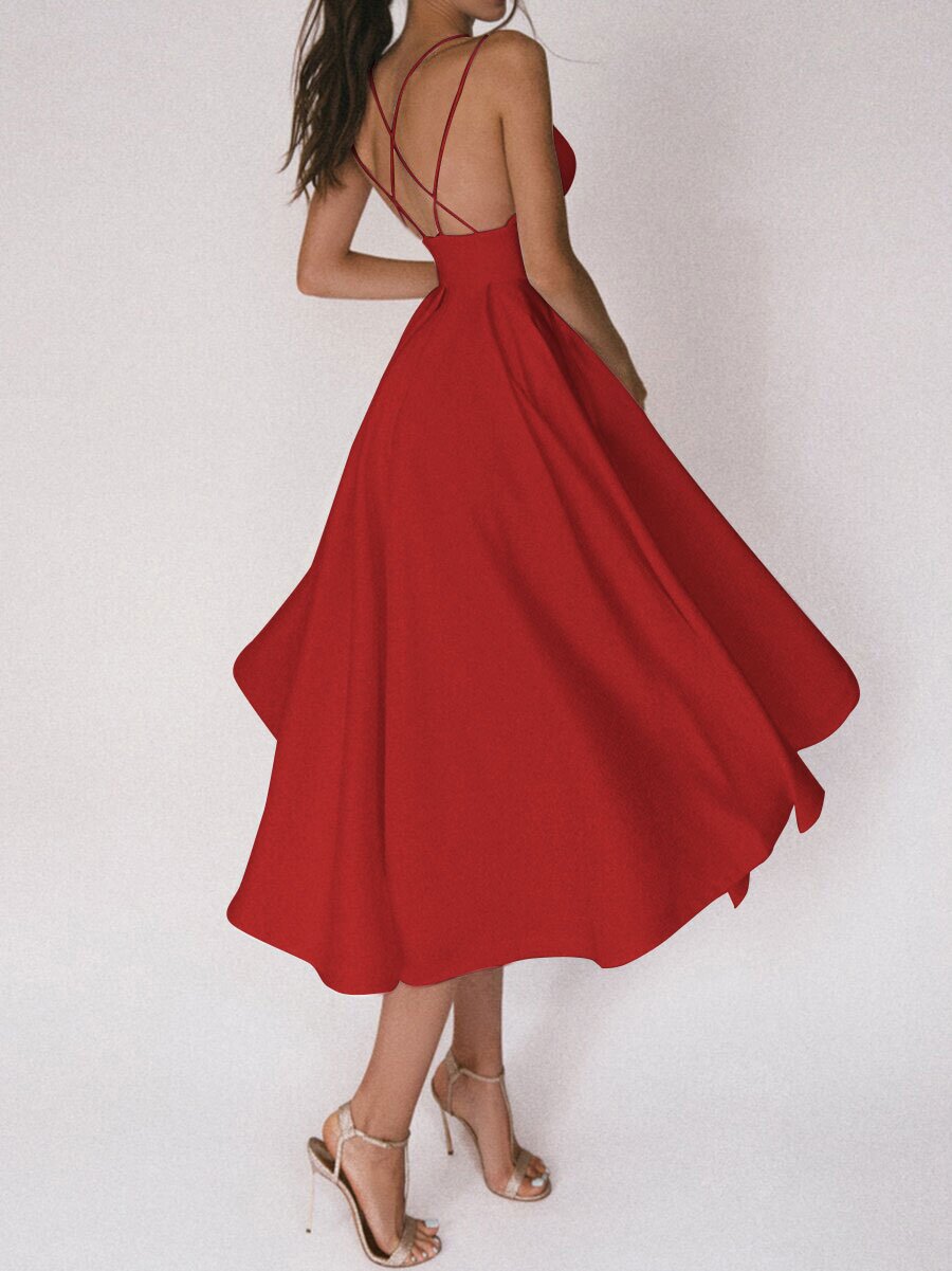 Elegant Strappy Swing Midi Dress