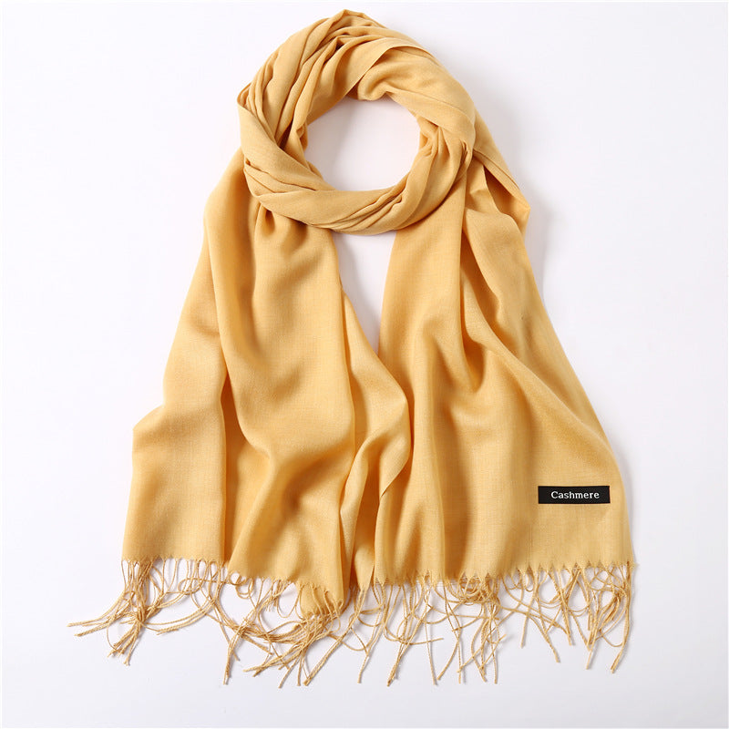 Classic Solid Color Cashmere Scarf