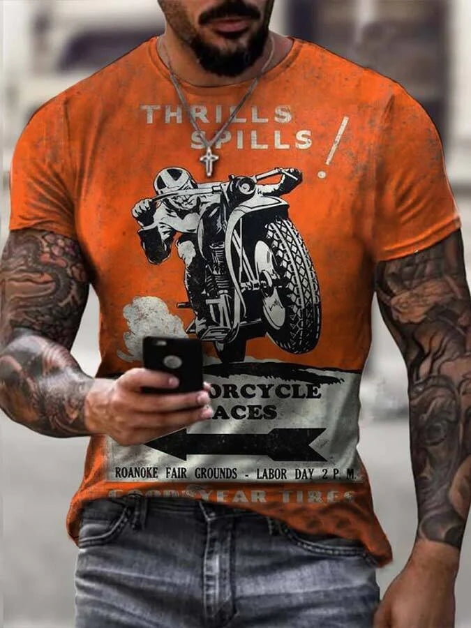 Men's Retro Racing Road Casual T-Shirt - DUVAL