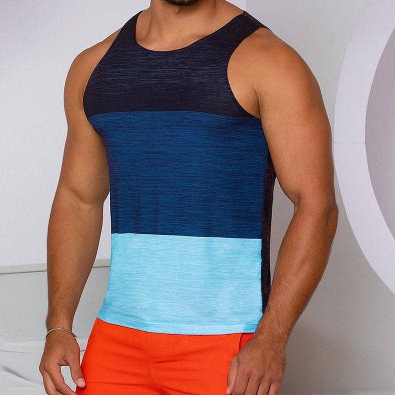 Summer Men's Colorblock Tank Top Casual Breathable Sleeveless Vest - DUVAL