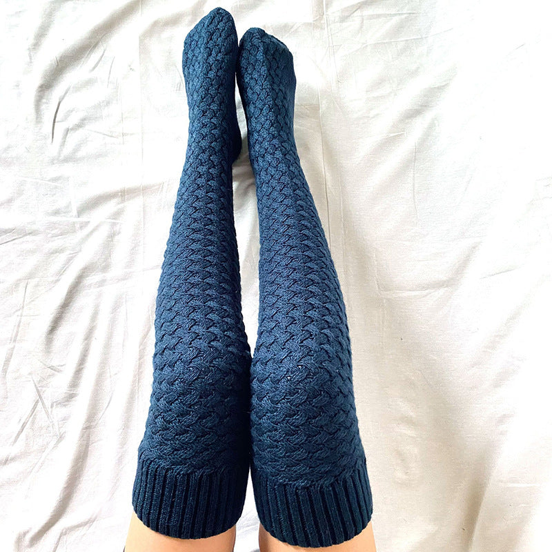 Pile socks over the knee knitted yarn high socks