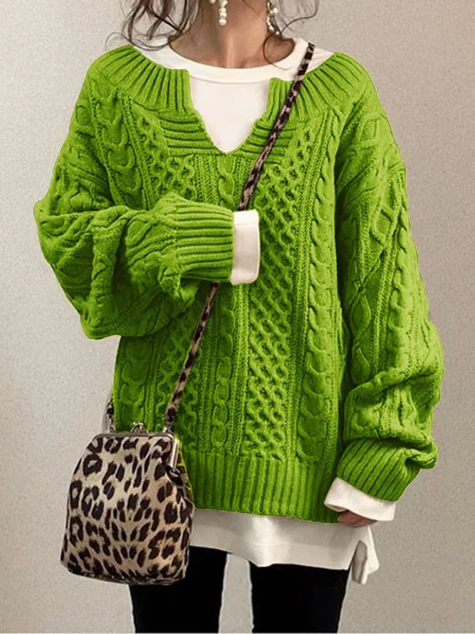 Knitted Hemp Pattern Casual Knitted Sweater