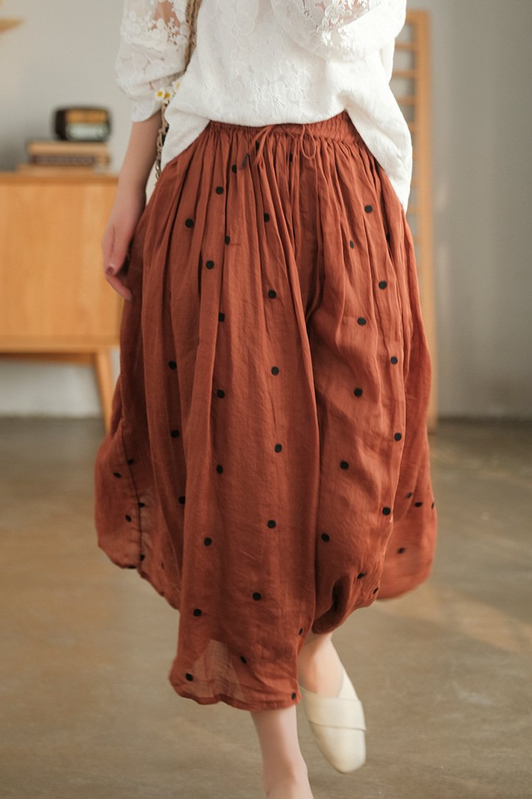 Literary Retro Cotton and Linen Double Skirt - DUVAL