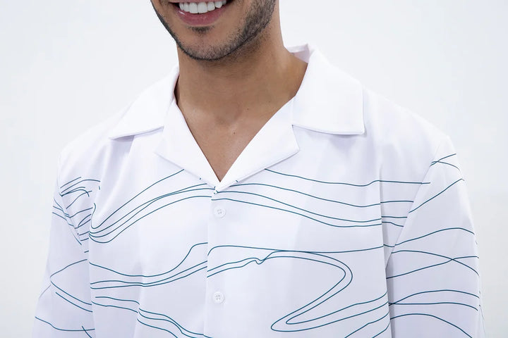 White Art Two-Piece Long Sleeve Print Walking Pants - DUVAL