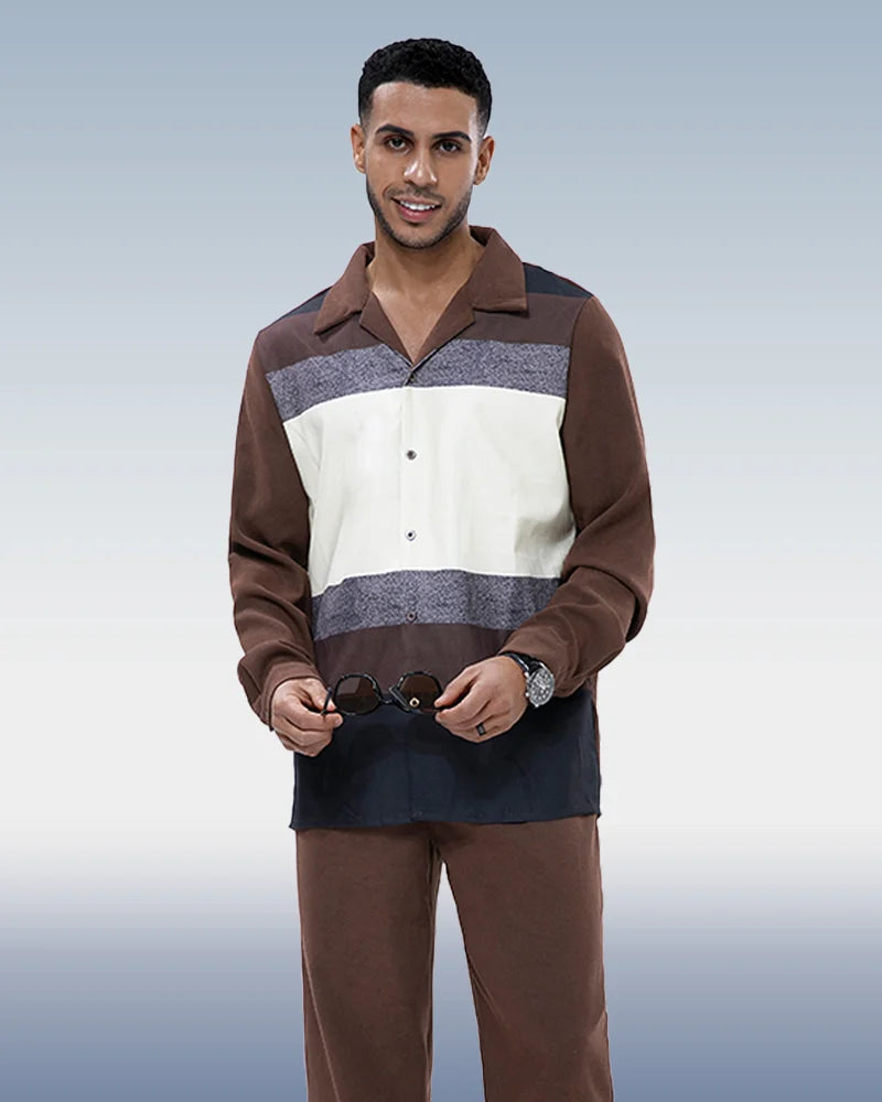 Men's Brown Suede Long Sleeve Walking Suit 028