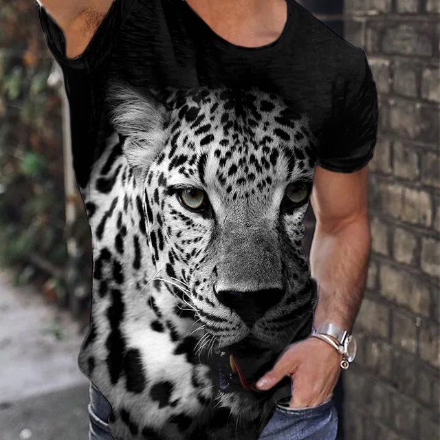 Men's Stylish Casual Leopard Print T-Shirt - DUVAL