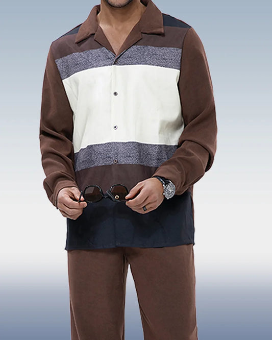 Men's Brown Suede Long Sleeve Walking Suit 028