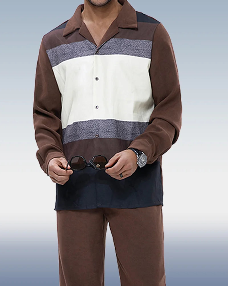 Brown Suede Long Sleeve Walking Suit 028 - DUVAL